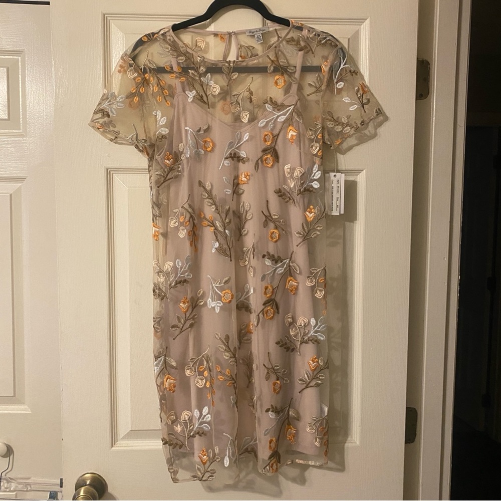 Grey & Gray Embroidered Mesh Overlay Dress – Size 8 – NWT